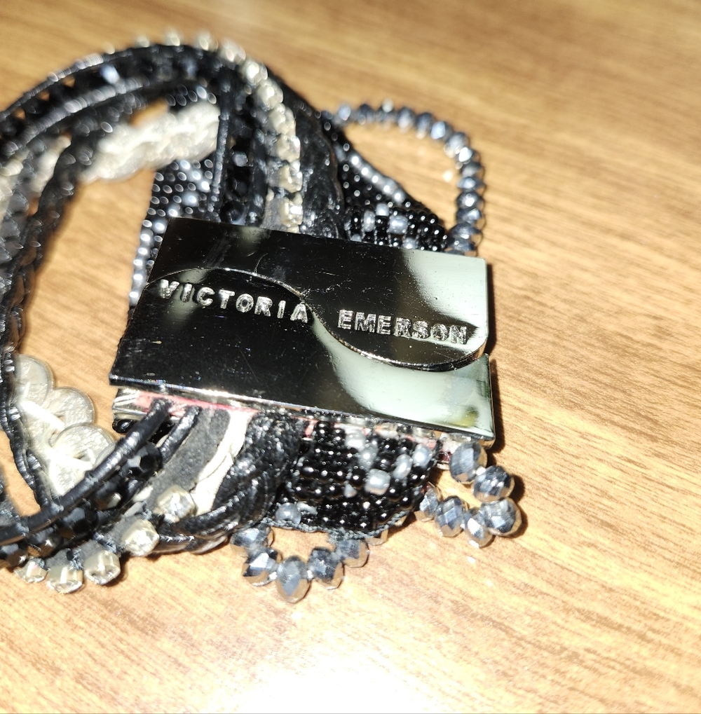Victoria Emerson Black and Silver Beaded Bracelet